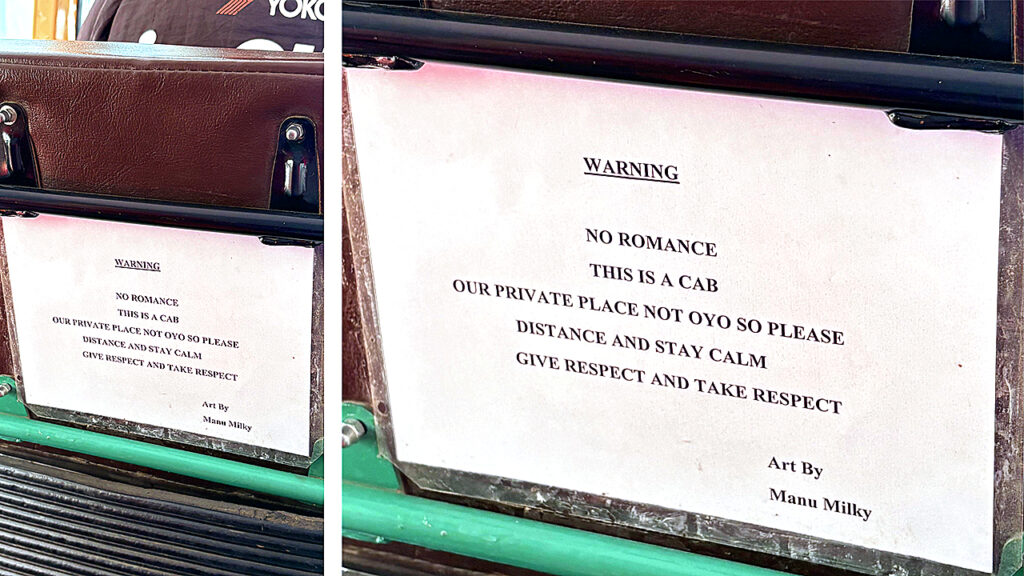 Bengaluru Auto Driver’s ‘No Romance’ Sign Goes Viral, Netizens Can’t Stop Laughing
