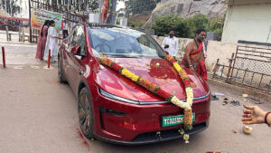Hyderabad Man Performs Vahan Puja for Tesla