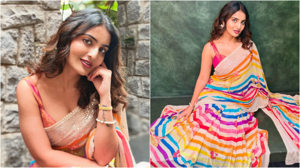ananya nagalla multicolor saree photos