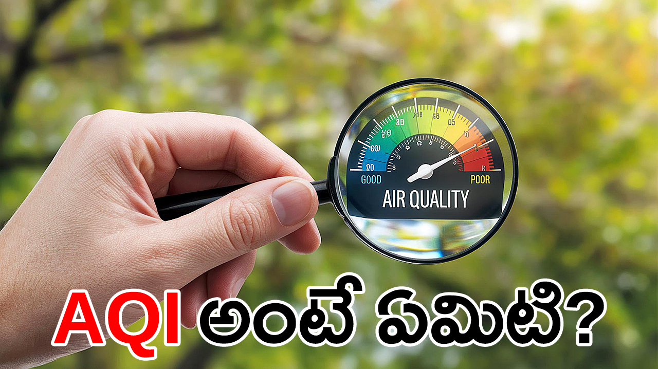 Illustration explaining what Air Quality Index means, showing air quality levels from good to poor