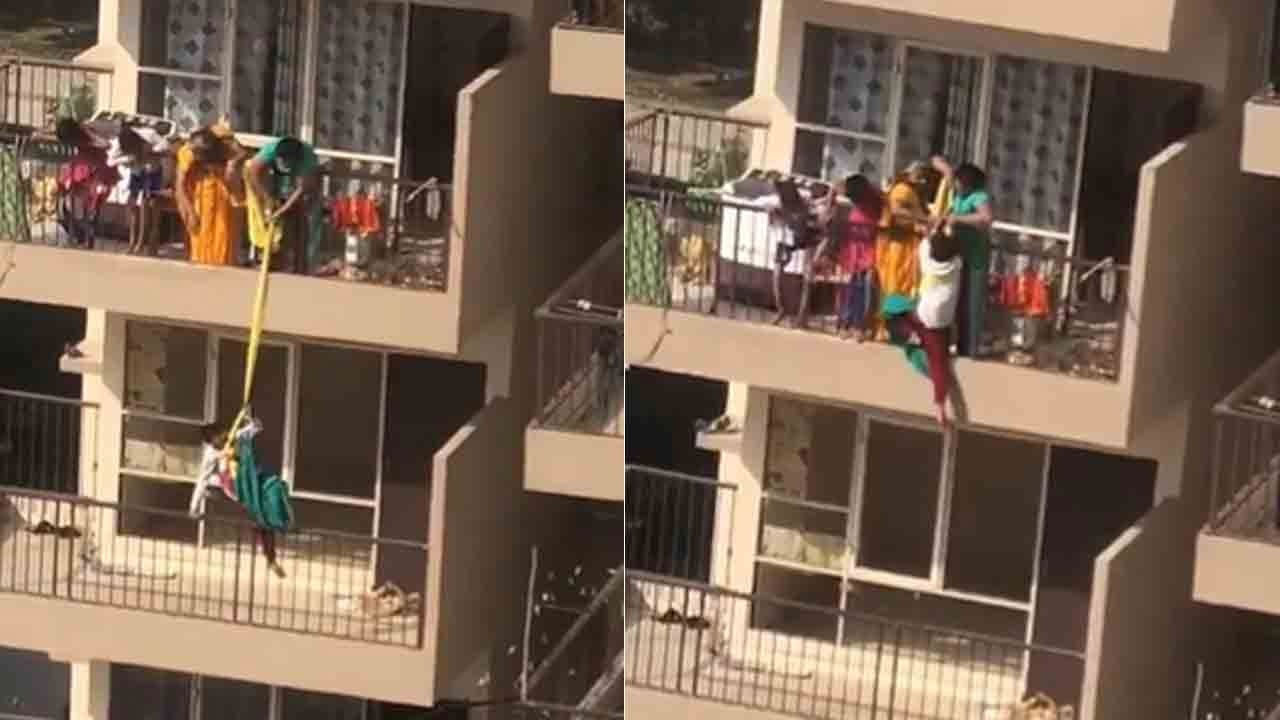 Faridabad women Dangles son