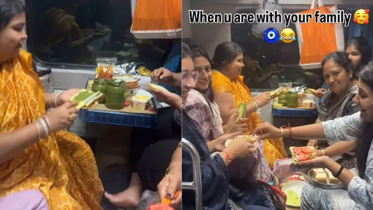 Family Makes Sandwiches Inside Train
